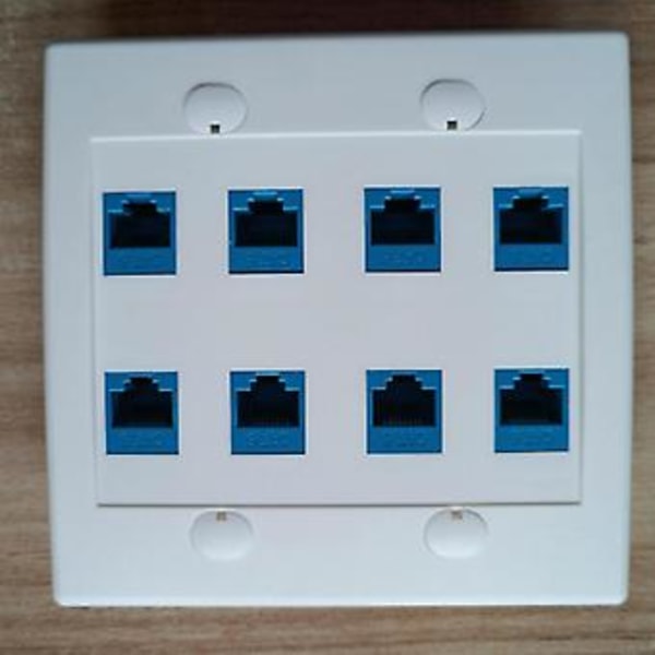 Ethernet Veggplate 8 Port - Dobbel Gang Cat6 Rj45 Keystone Jack Nettverkskabel Frontplate Hunn Til