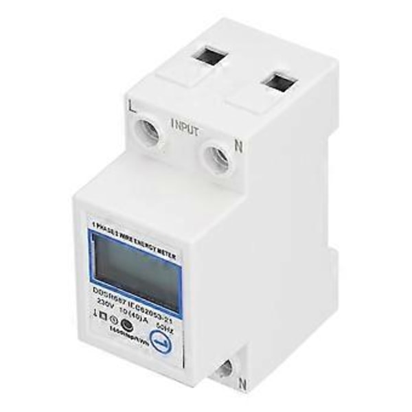 1-fas 2-tråds energimätare Multifunktionell LCD Digital Display 2p DIN-skena Elmätare för Hemmet