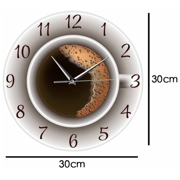 Kopp kaffe med skum Dekorativ tyst väggklocka Köksinredning Cafeväggskylt Clockwork Cafe Style Watch