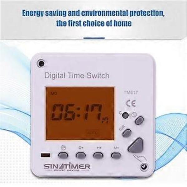 TM617-1 Intelligent Bakgrunnsbelysning Stor Skjerm Tidskontroll Bryter Timer Panel