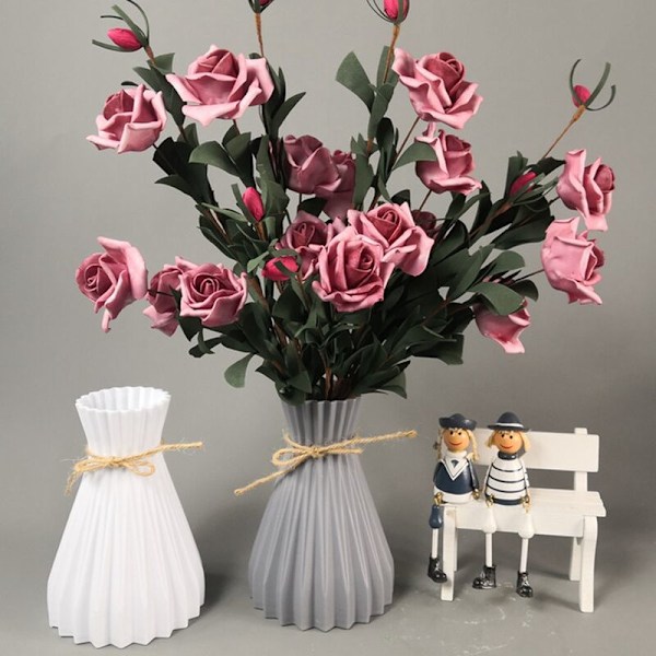 Plastvaser Europeisk Aimation-Keramisk Blomster Vase Bryllup Hjemmedekorasjoner Uknuselig Enkelhet Rotting, Hvit