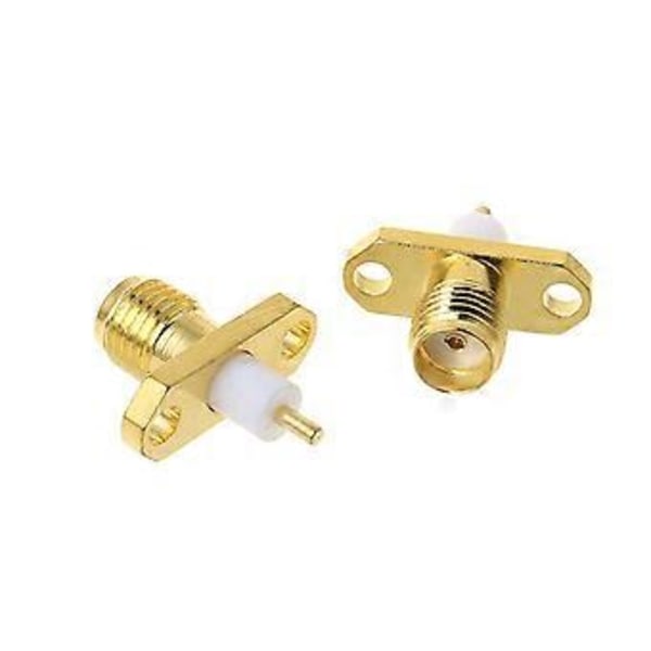 10kpl SMA Naaras 2-reikäinen Laippa PTFE Juotos Paneelikiinnitys Adapteri RF Liittimet Str