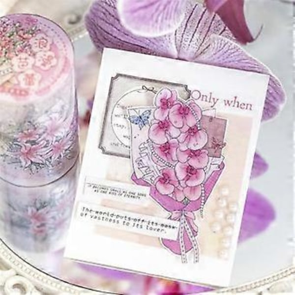 PET Tejp Set, 4 Rullar med Scenisk Ephemera för Junk Journaling, Scrapbooking, Hantverk, DIY Projekt Bukett Serie