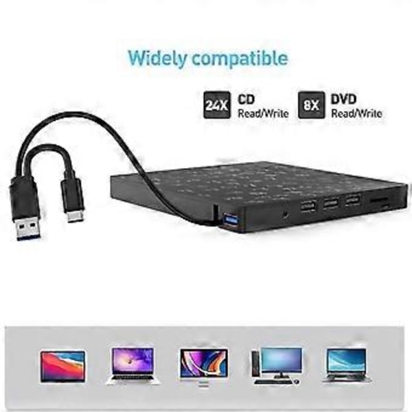 Ulkoinen CD/DVD-asema poltin DVD-asema soitin optinen asema SD/TF- ja USB3.0-paikoilla optinen asema PC-kannettavalle