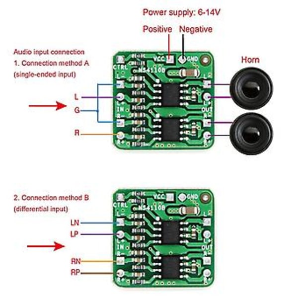 Differentialförstärkarbräda 2x18w Digital Klass D/ Ns4110b Spänning 6-14v Ljudförstärkare