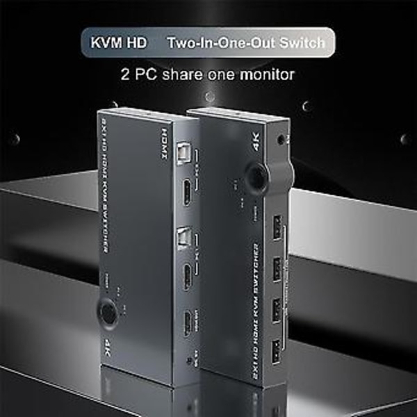 4k Kvm -kytkin Hdmi-yhteensopiva 2 sisään 1 ulos, 4k 60hz Usb-keskitinjakaja