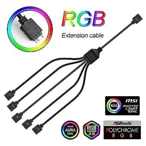 2 kpl Tuuletin Rgb Jakaja Adapterikaapeli Emolevyn Jatkojohto 5v 3 Pin Tuuletin Kaapelin Jakaja Tietokoneelle