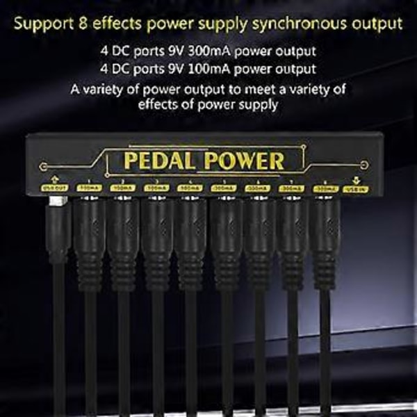 Gitarreffektpedal Strömförsörjning 8 Isolerade DC-utgångar Gitarrtillbehör