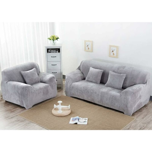Sofaovertræk 1 2 3 4 sæder (pude ikke inkluderet) Ensfarvet fløjlsbeskyttende betræk Nem at installere Strækbar elastisk stof Maskinvaskbar Sofa C