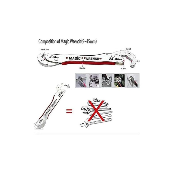 Universal Multi-Function Magic Wrench Adjustable Auto Ratchet 9-45mm Universal Quick Grip Wrench