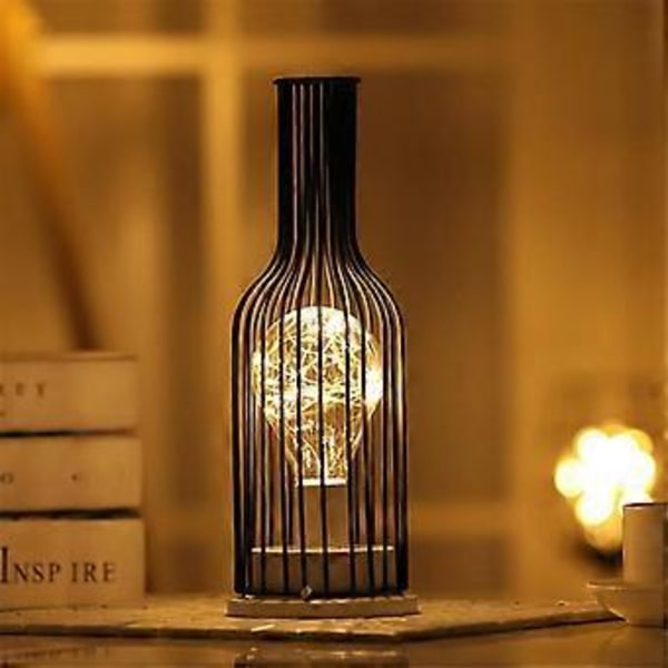 LED Bordlampe Leselampe Nattlys Soverom Sengelampe Skrivebordsbelysning Stue Retro Jern Hjemmedekorasjon, D