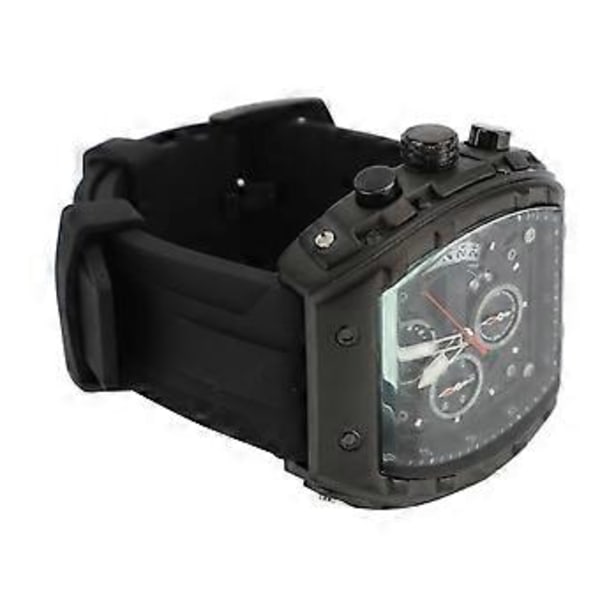 Svart Kvarts Klocka för Män: Självlysande 3 Urtavlor, Vattentålig med Mjukt Silikonarmband för Business Casual