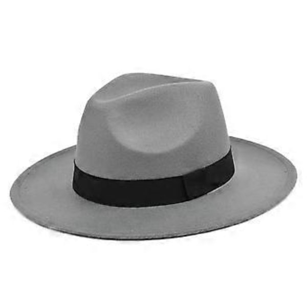 Ny uldhat jazzhat retro sort uld jazzhat flad skygge stor skygge hat