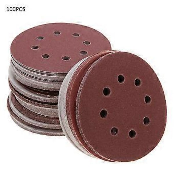 100 st 125mm Blandad Kornighet Slippapper Skiva Slipning Polering Papper Pads Abrasivt Sandpappersset