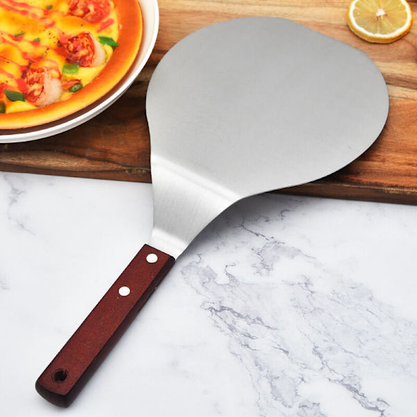 Ruostumattomasta teräksestä valmistettu kakku- ja pizzalapio, suuri siirtolappio, kodin keittiö, pyöreä, pihvi-grillilevy