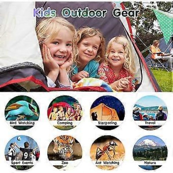 Kikkert til børn, høj opløsning 8x21, gave til drenge og piger, stødsikker kompakt børnekikkert til fuglekiggeri, vandreture, camping, rejser, læring