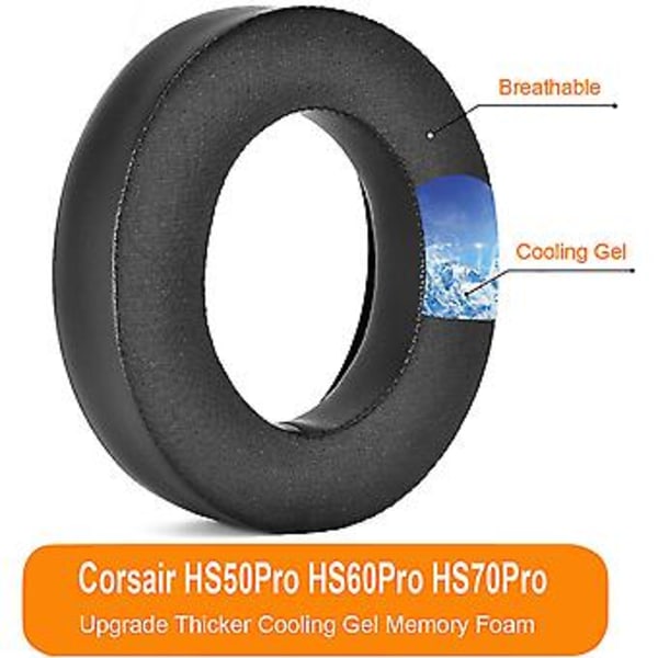 Udskiftelige hudvenlige velour ørepuder til Corsair Hs50 Pro Hs60 Pro Hs70 Pro hovedtelefoner bløde skum ørepuder