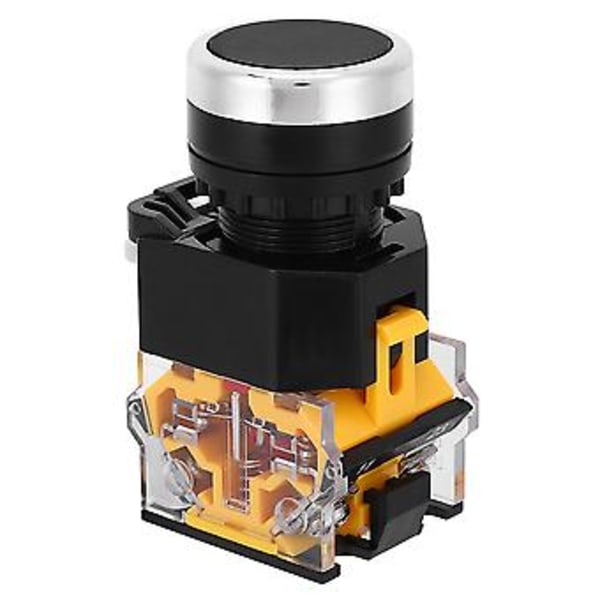 5st 22mm 37V-440V Tryckknappsbrytare Självåterställande Knappbrytare utan Lampa (Svart)