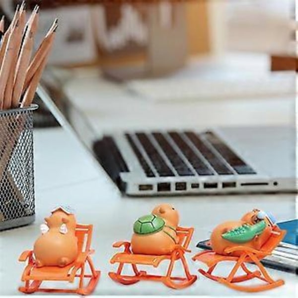 Capybara Skrivbordsdekoration Capybara Figur Gungstolsdekor Simulation Capybara Gungstolsmodell Miniatyr 6st