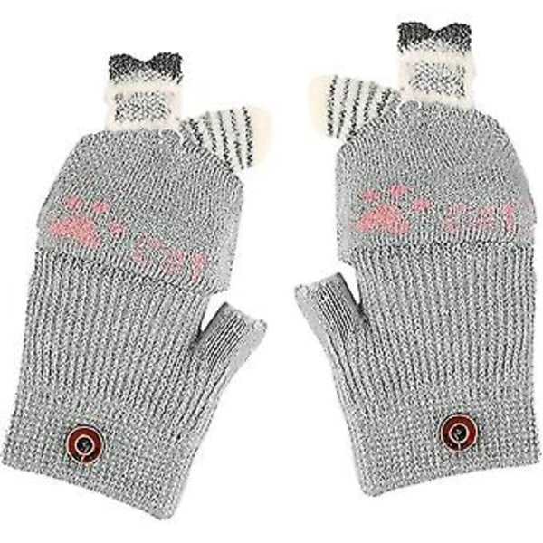 3-8 År Barnhandskar Vinter Flicka Magiska Handskar Halkfria Mönster Vantar Flickor 5-finger Vinter Termiska Handskar Stickad Ull Barn Kattmönster