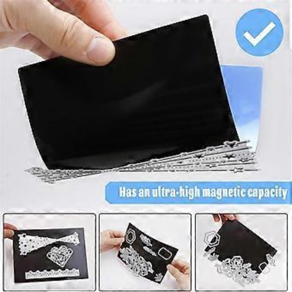 8 stk. Oppbevaringspose og magnetisk ark for stempler og dies - Dies oppbevaringssett for kutting, scrapbooking, oppbevaring av hobbydies, blå