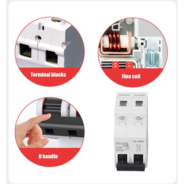 DC-kredsløbsafbryder Overbelastningsbeskyttelse Magnetisk system PV-kredsløbsafbryder 2P 1000V 20A