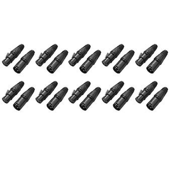 20 stk. 3-pin XLR hann til hunn mikrofonforlengelseskabel mikrofonkabler plugg lydkontakt mikrofon Au