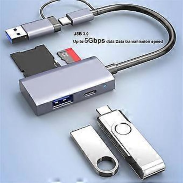 4-i-1 Minneskortläsare USB 3.0 USB-C SD TF U Disk OTG Adapter för Pro/Air 2023, Pro, , Book 3