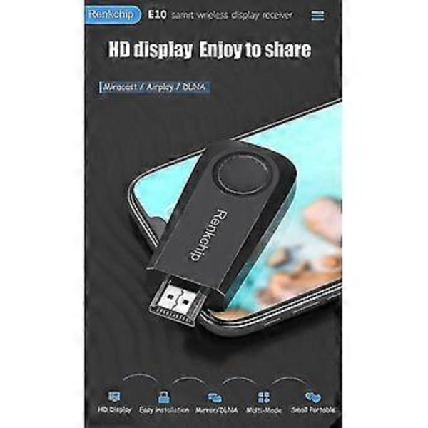HDMI langaton näyttöadapteri, Wifi 1080p mobiilinäytön vastaanotin iOS Androidille TV-projektoriin, tukee Miracastia