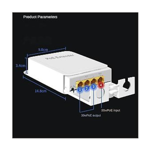 3-port Utendørs Poe Gigabit Extender 1 Inn 3 Ut Poe Reer Med 1000mbps Og Data