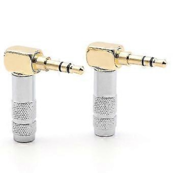 3,5 mm L-formet Jack Guldbelagt 90 Graders Vinkel Audio Stik Sølv