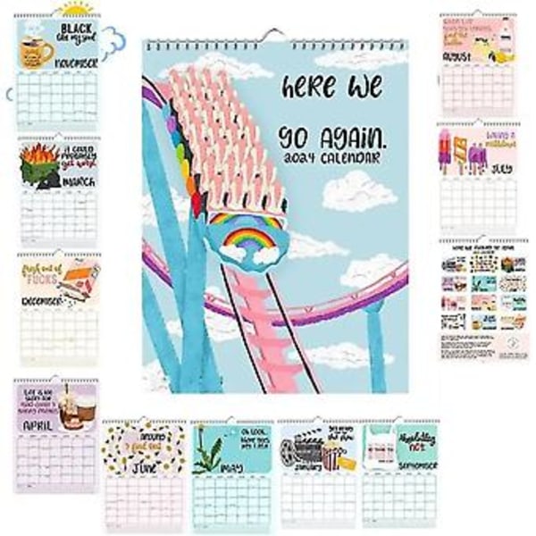 Hængende Månedlig Here We Go Again 2024 Kalender Mode Papir Vægdekoration Vægkalender Ugentlig Organizer Planlægningskalender