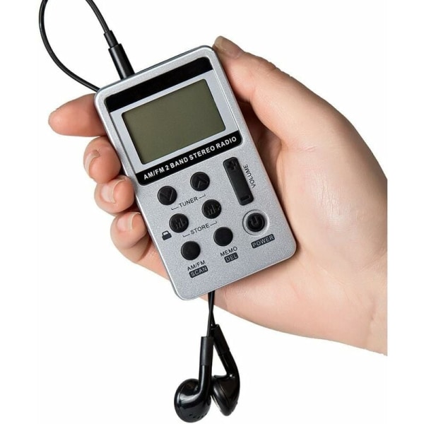 Mini Bärbar Stereo Radio, Uppladdningsbar Pocket Radio DSP AM FM 2 Band Stereo Radio Digital mottagare med hörlurar för äldre, enkel för oss