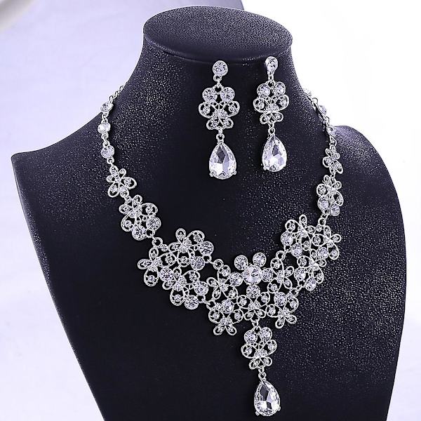 Brudepike Prom Brud Krystall Ørepynt Rhinestone Halskjede For Kvinner Bursdag