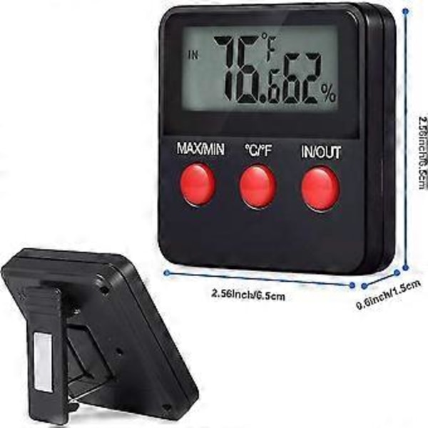 Reptiler Digitalt Termometer LCD Hygrometer Temperatur- og Fuktighetsmåler for Terrarium Kjæledyr Inkubator, Tank