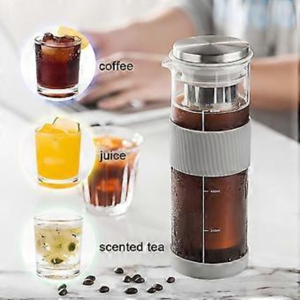 Lufttät Cold Brew Kaffebryggare & Teinfuser - 800ml Glaskaraff Kann för Iskaffebryggning, Kaffekanna i Glas