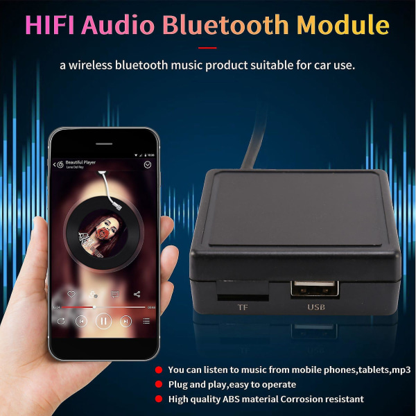 Auton Hifi-ääni Bluetooth 5.0 -moduuli Aux-mikrofonikaapeliadapteri Radio Stereo C2 307 408 807 10