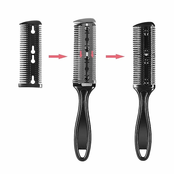 Frcolor Hårtrimmer Kam, Dubbelsidig Hårklippning Trimmer Kam Med Rostfritt Stålblad, 3-pack (Svart)