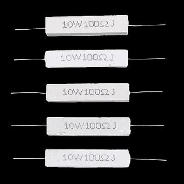 5 stk. 10w Watt 100 Ohm 5% Aksial Tråd Cement Modstande