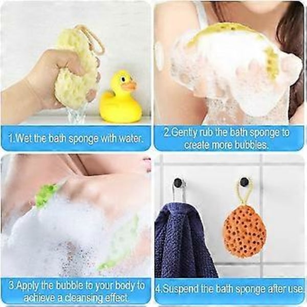 5-pakning Hydrofile Badesvamper, Eksfolierende Naturlig Loofah Badesvampballer (4 farger)(4-d-1)