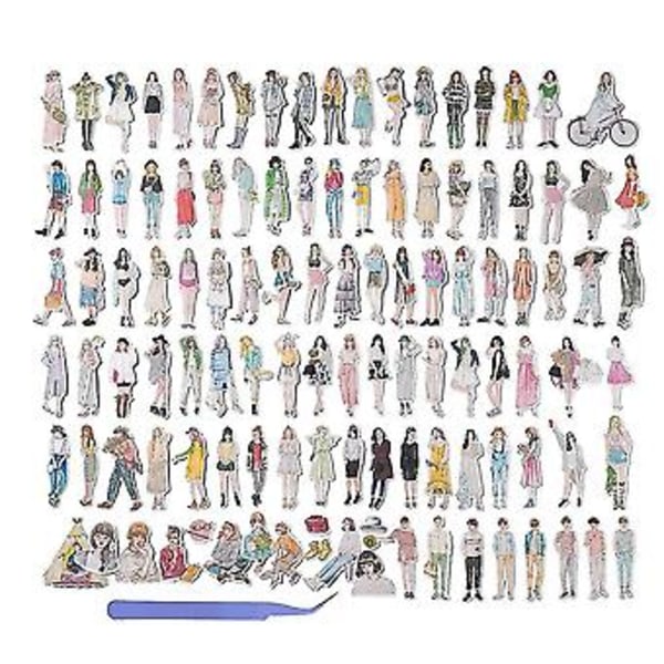 108 stk. klistremerker for journaling, urban Fash Girl Scrap-klistremerke for Junk J