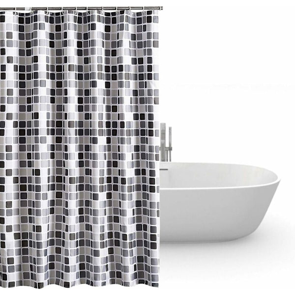 Bruseforhæng 200x200cm(BxH) Polyester Anti-Mildew Badeværelse Bruseforhæng Vandtæt Tyk Mosaik Mønster Kar Forhæng Liner med Spænder/H