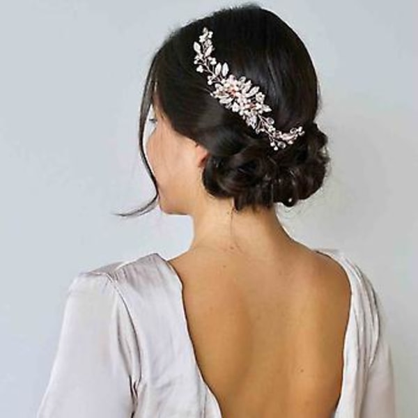 Kristallpärla Brud Bröllop Hårkam Elegant Böjbar Pärlhår Smycken Bröllop Håraccessoarer Roséguld