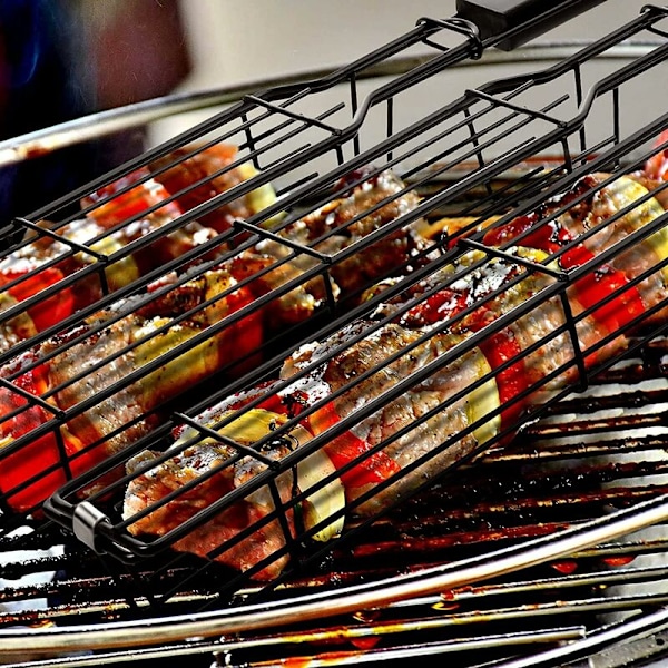49 cm lange grillkurve i rustfrit stål til grill, hotdogkurve sæt med kurve, grillkurve (4 stk.)