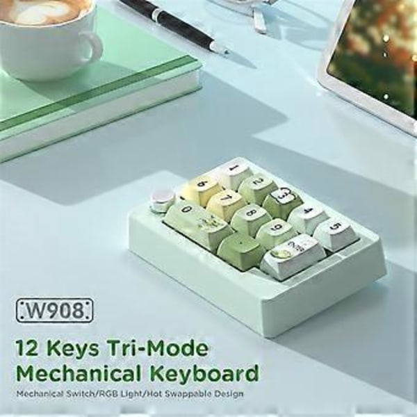 Tre-läges Hot-Swappable Digital Mekaniskt Tangentbord Makro Definition RGB Gaming Mekanisk Knappsats Ratt Hårdvara Grön