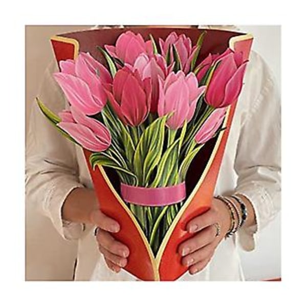 Pop-up S, Blomsterbukett i 3D-popup-stil med konvolutt