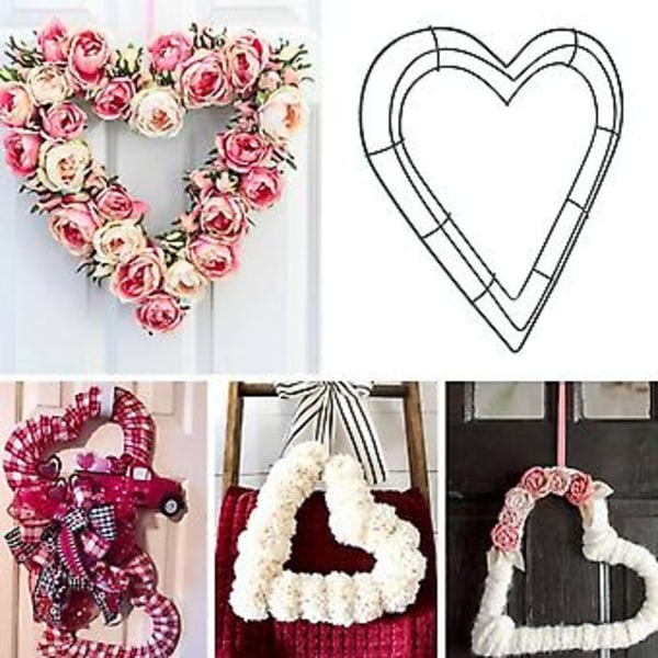 3-pak Hjerte Metal Krans 30 cm Hjerteformet Trådkrans Ramme Til Hjem Bryllup Valentinsdag D