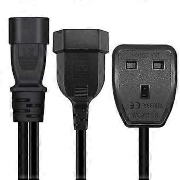 IEC320-C14 Han til UK 13A+EU4.0mm Hun Strømforsynings Konverter Kabelledning
