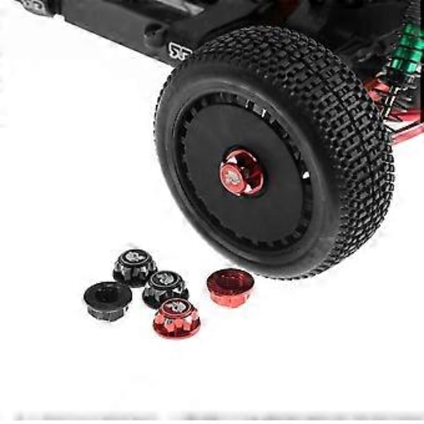 4 stk 17mm M12 Metall Hjul Hex Mutter Deksel for 1/7 Motor KM RC Bil Arrma Mojave Oppgraderingsdeler, Svart