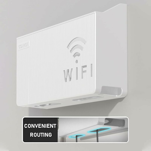 2-pak trådløs ruter oppbevaringsboks, veggmontert Wi-Fi-ruterholder, flytende hylle for hjemmekontor, dimensjoner: 24,5 x 6 x 14 cm